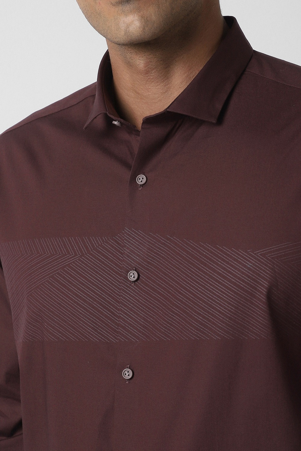 Image of PETER ENGLAND Men Color Block Formal Brown Shirt