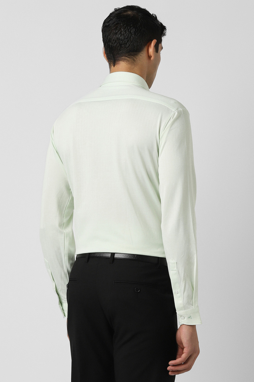 Image of VAN HEUSEN Men Self Design Formal Light Green Shirt