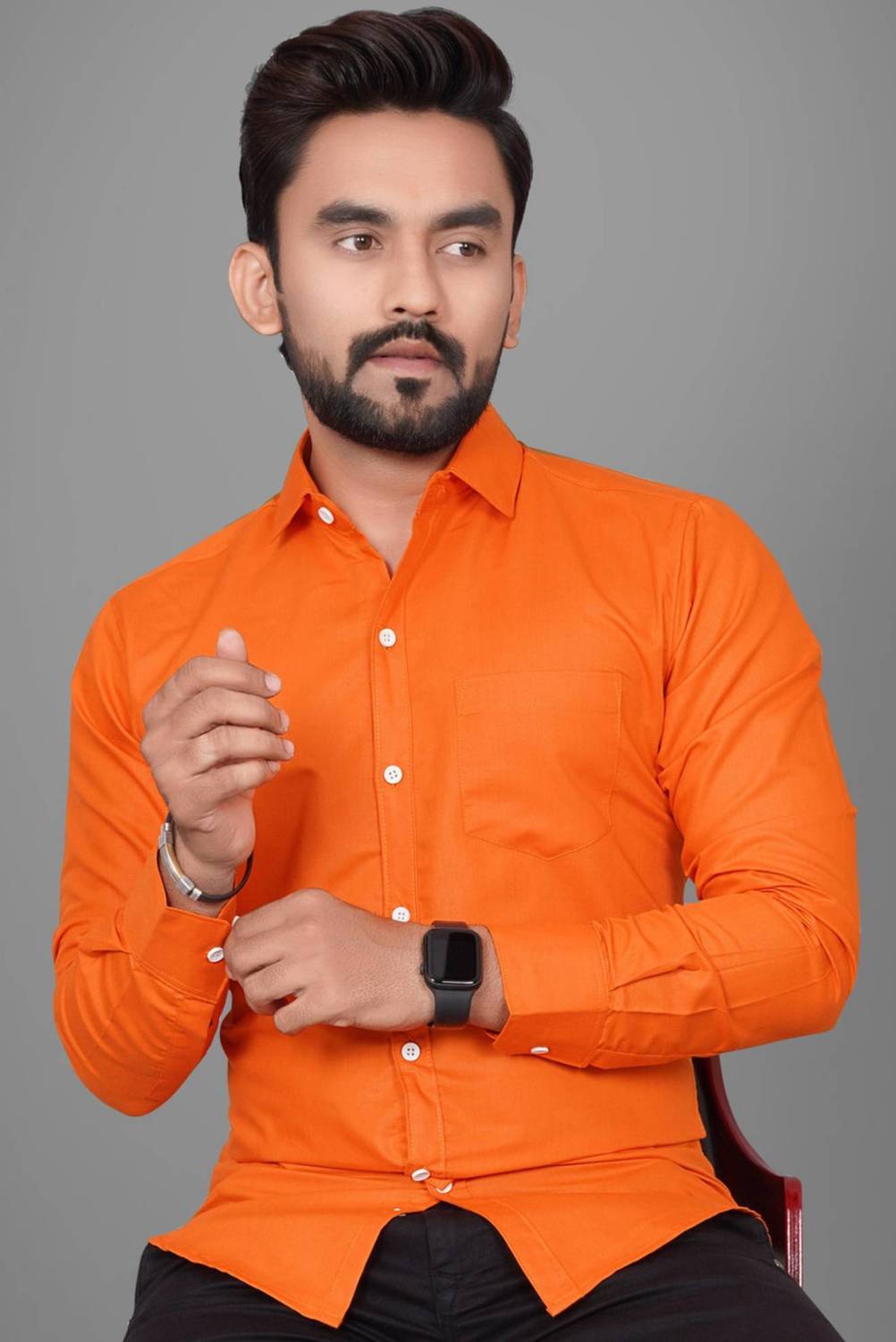 Balkrishna Creation Men Solid Casual Orange Shirt
