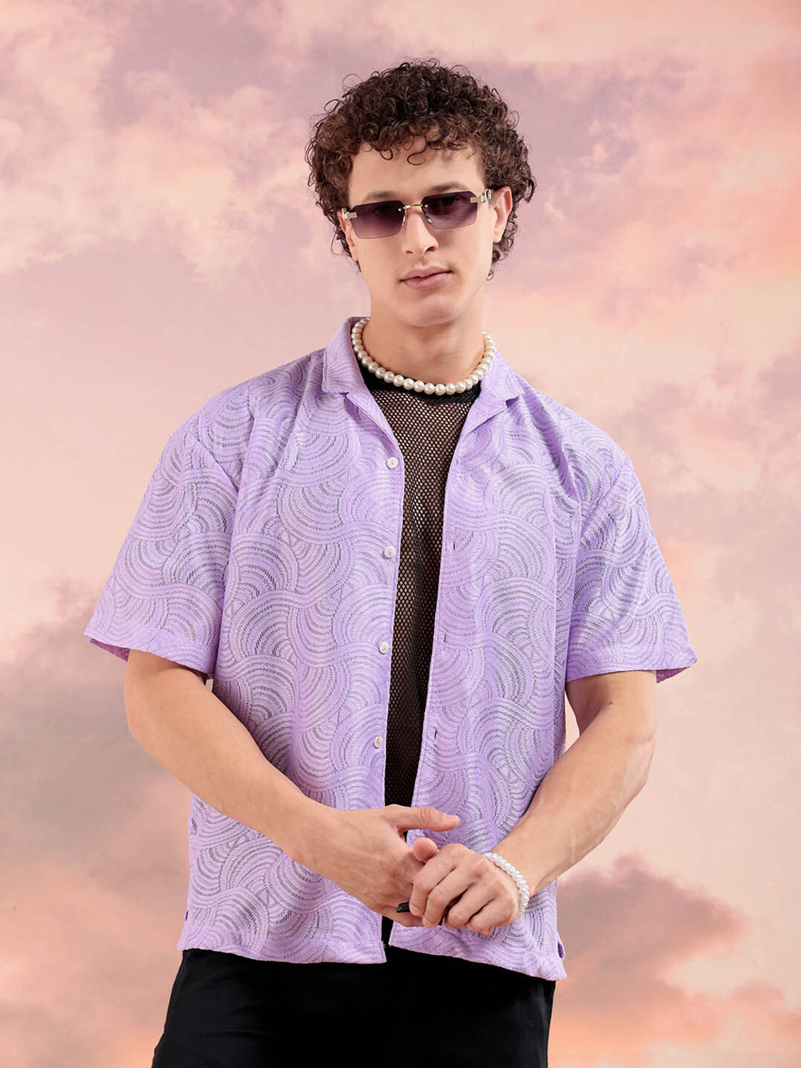 Image of The Indian Garage Co. Men Solid Beach Wear Purple Shirt