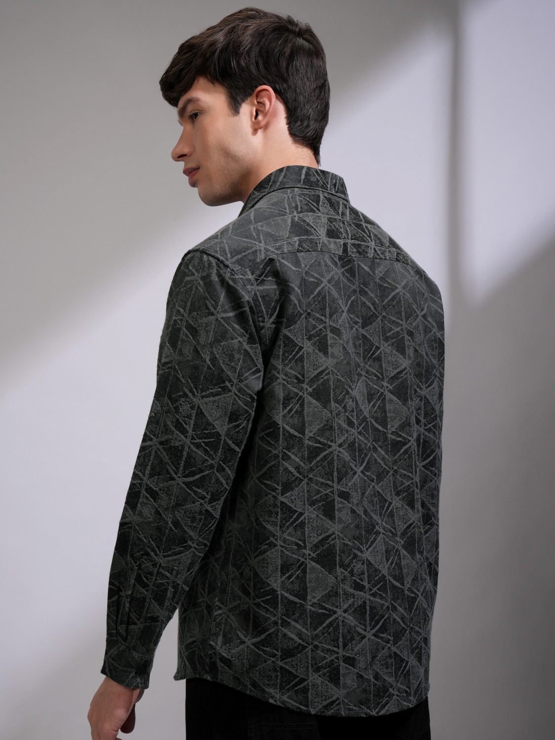Image of HIGHLANDER Men Printed Casual Green Shirt
