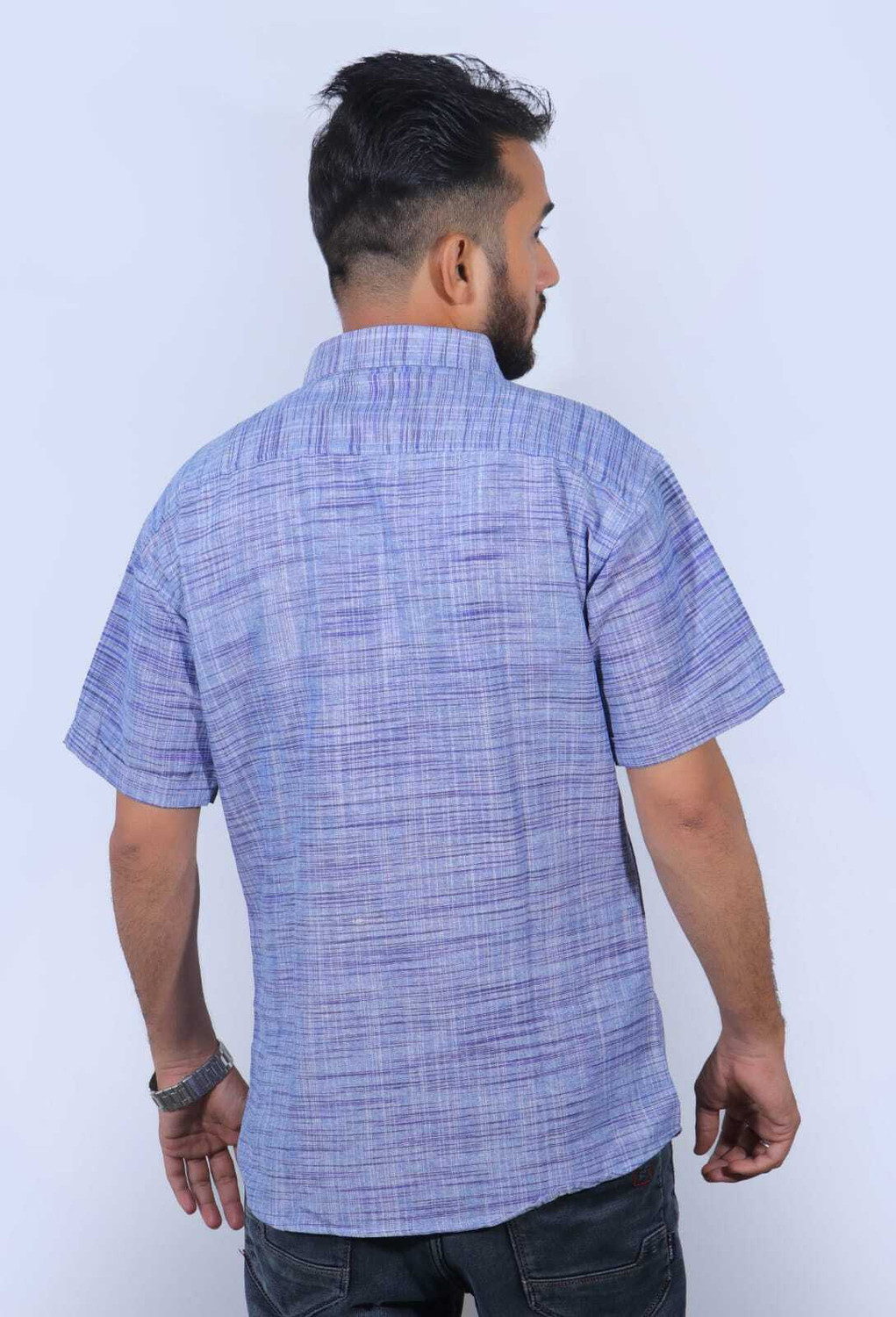 Image of Zohan Men Checkered Casual Blue Shirt