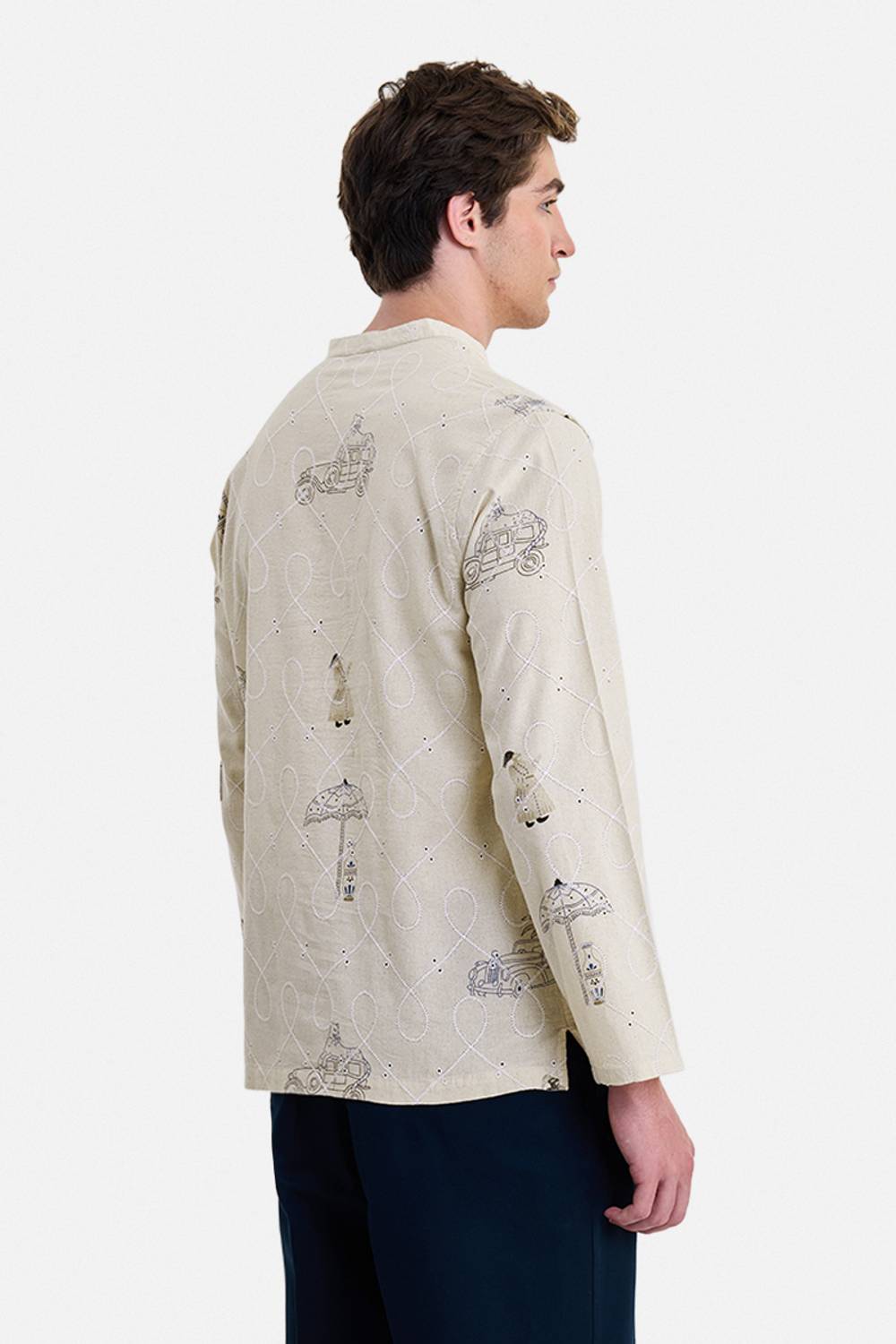 Snitch Men Embroidered Beige Shirt - Image 5