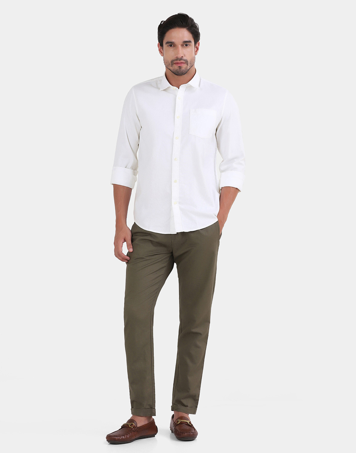 Image of Blackberrys Men Printed Casual White Shirt