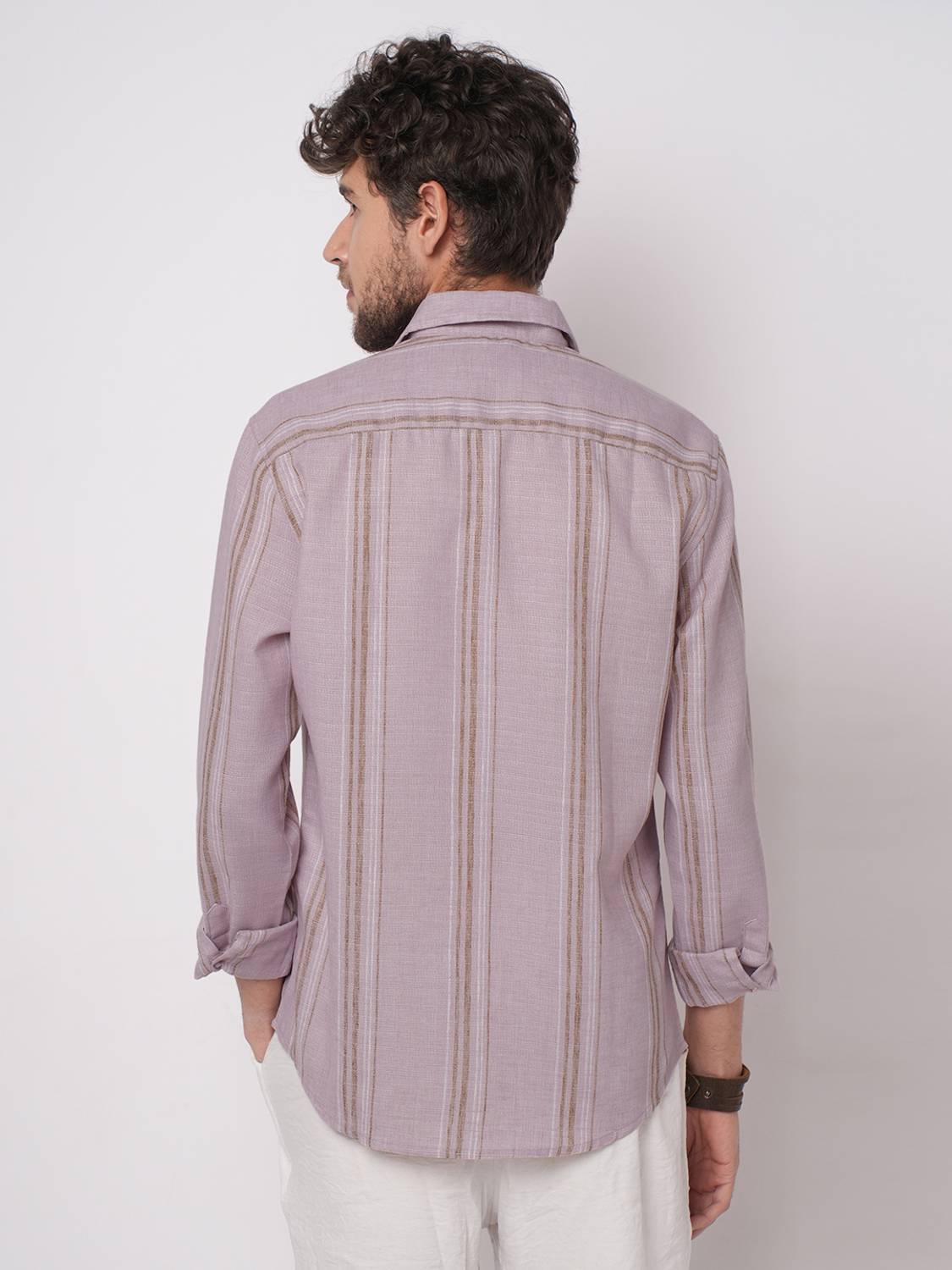 VASTRADO Men Striped Pink Shirt - Image 2