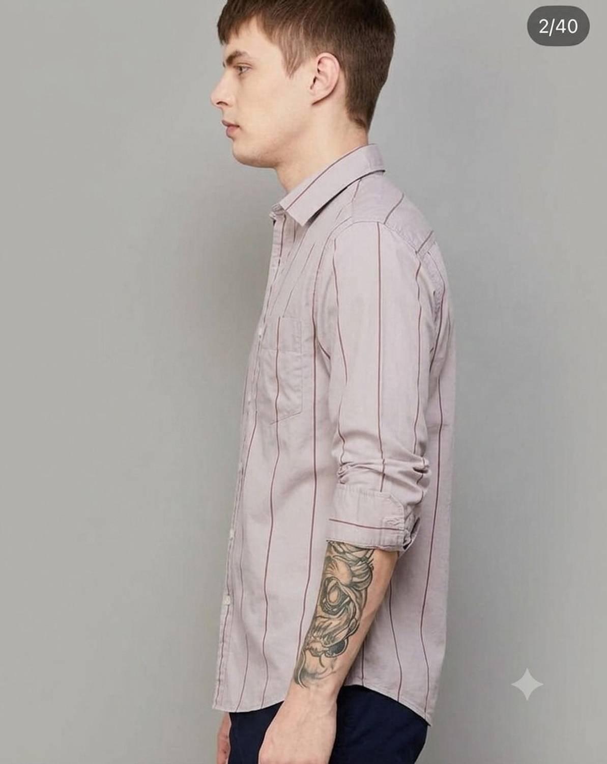 youth first Men Beige Striped Casual Shirt - Image 3