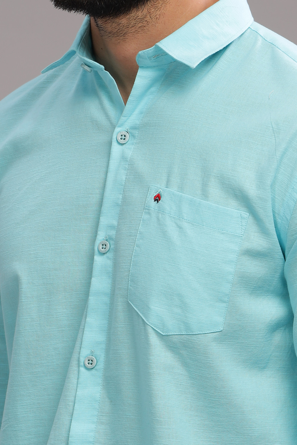 Image of BLUE SQUAD Men Solid Casual Blue Shirt