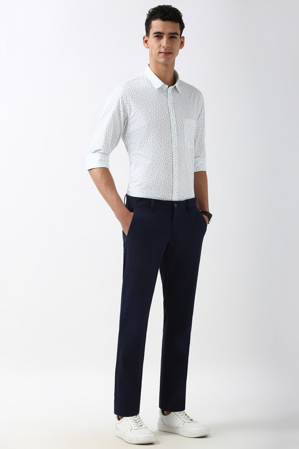 Image of PETER ENGLAND Men Printed Casual White Shirt