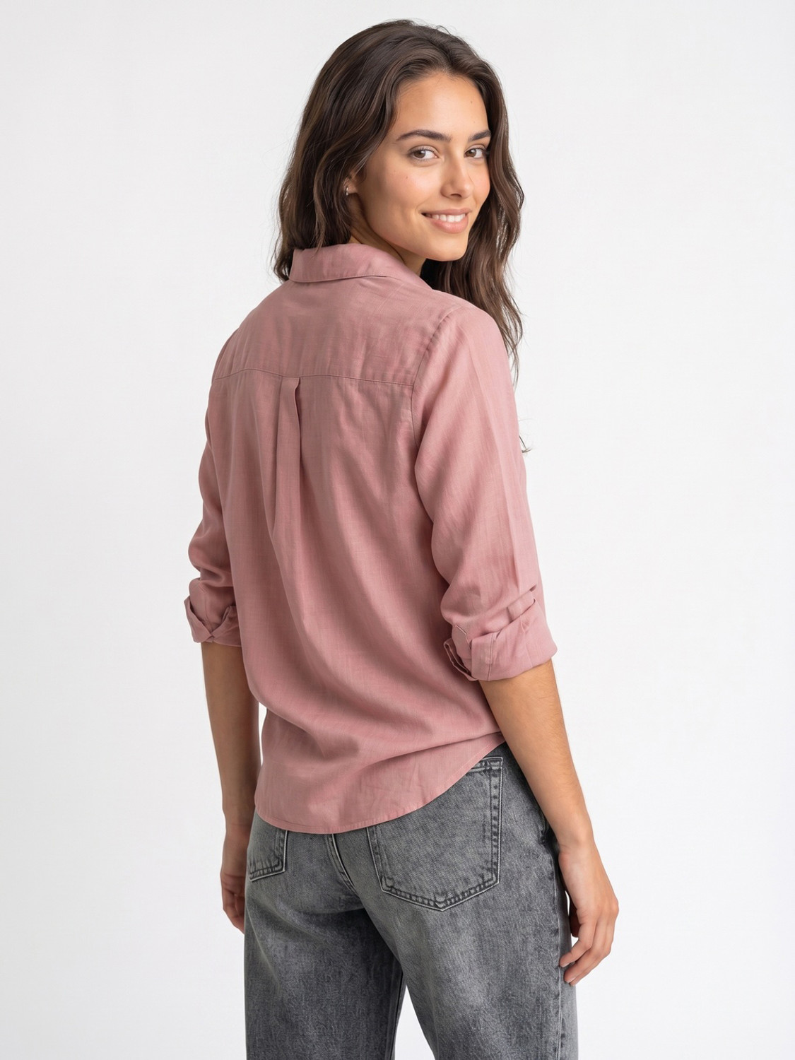 Image of Urbano Fashion Women Solid Casual Pink Shirt