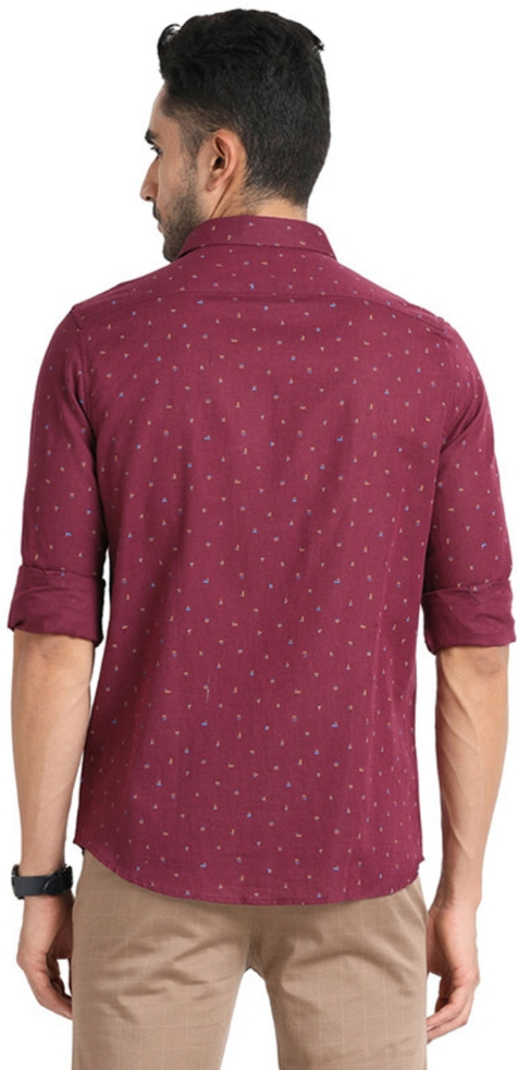 Image of TURTLE Men Printed Casual Maroon Shirt