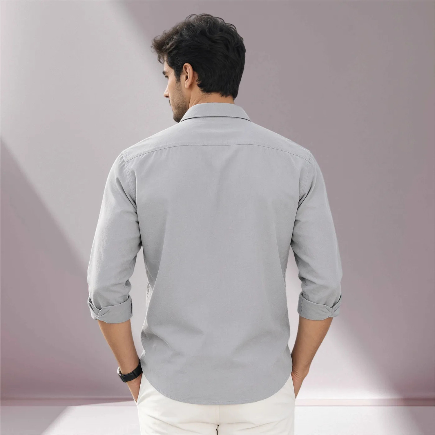 Image of Roadster Men Solid Casual Grey Shirt