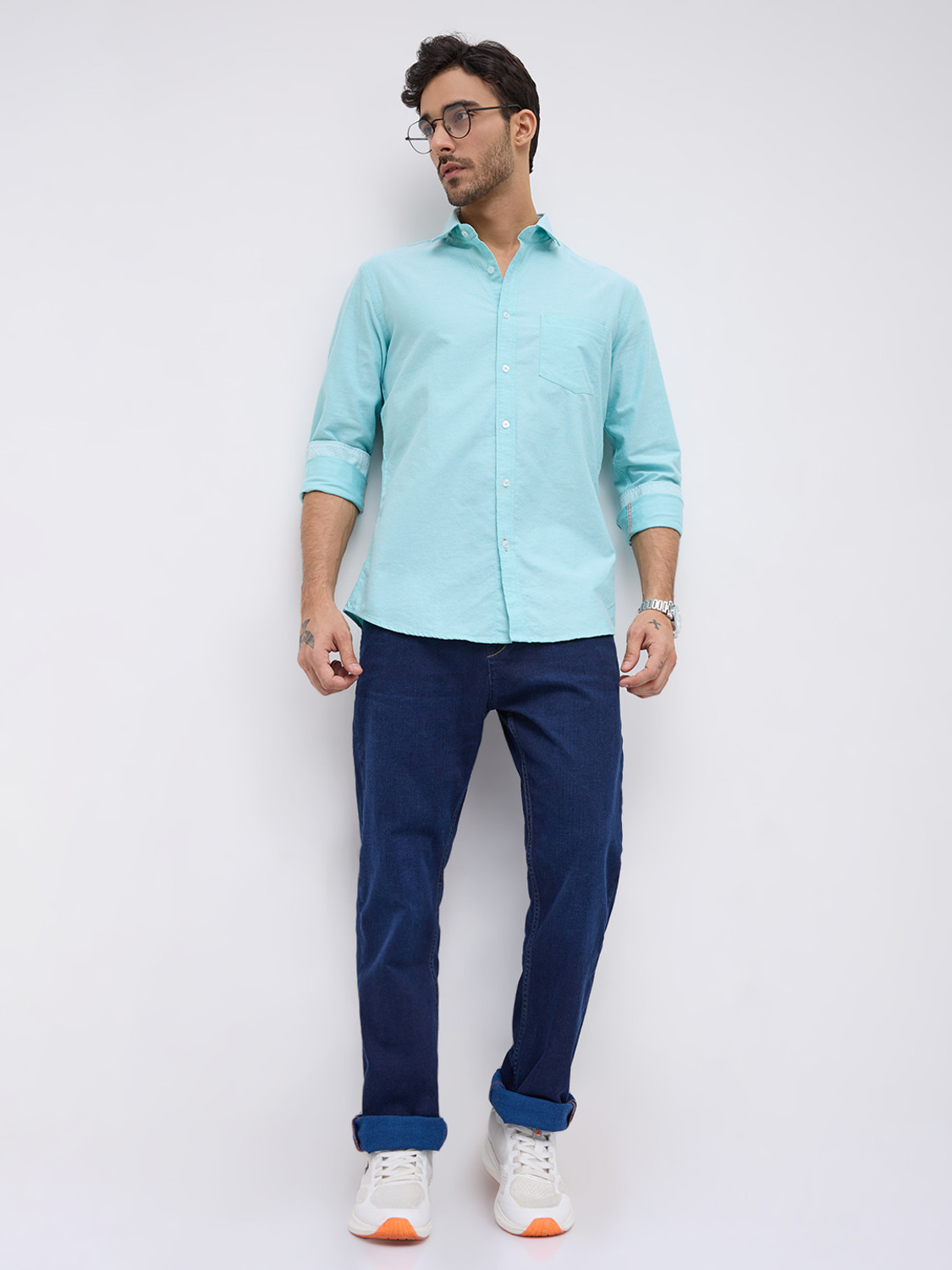 Image of KILLER Men Solid Casual Green Shirt