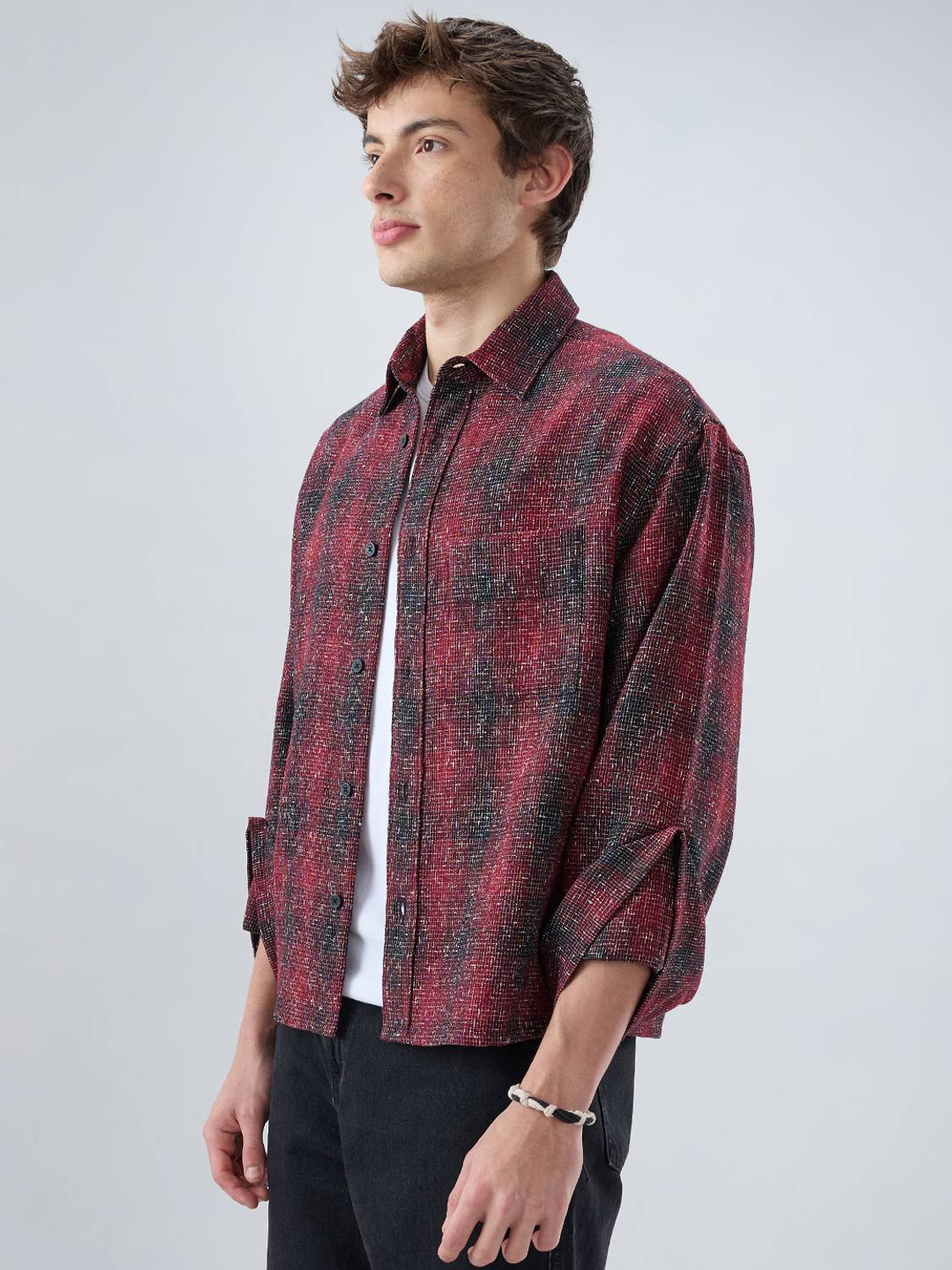 VASTRADO Men Maroon Checkered Casual Shirt - Image 4
