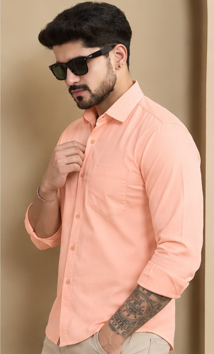 Image of Clyver Men Regular Fit Solid Button Down Collar Formal Shirt