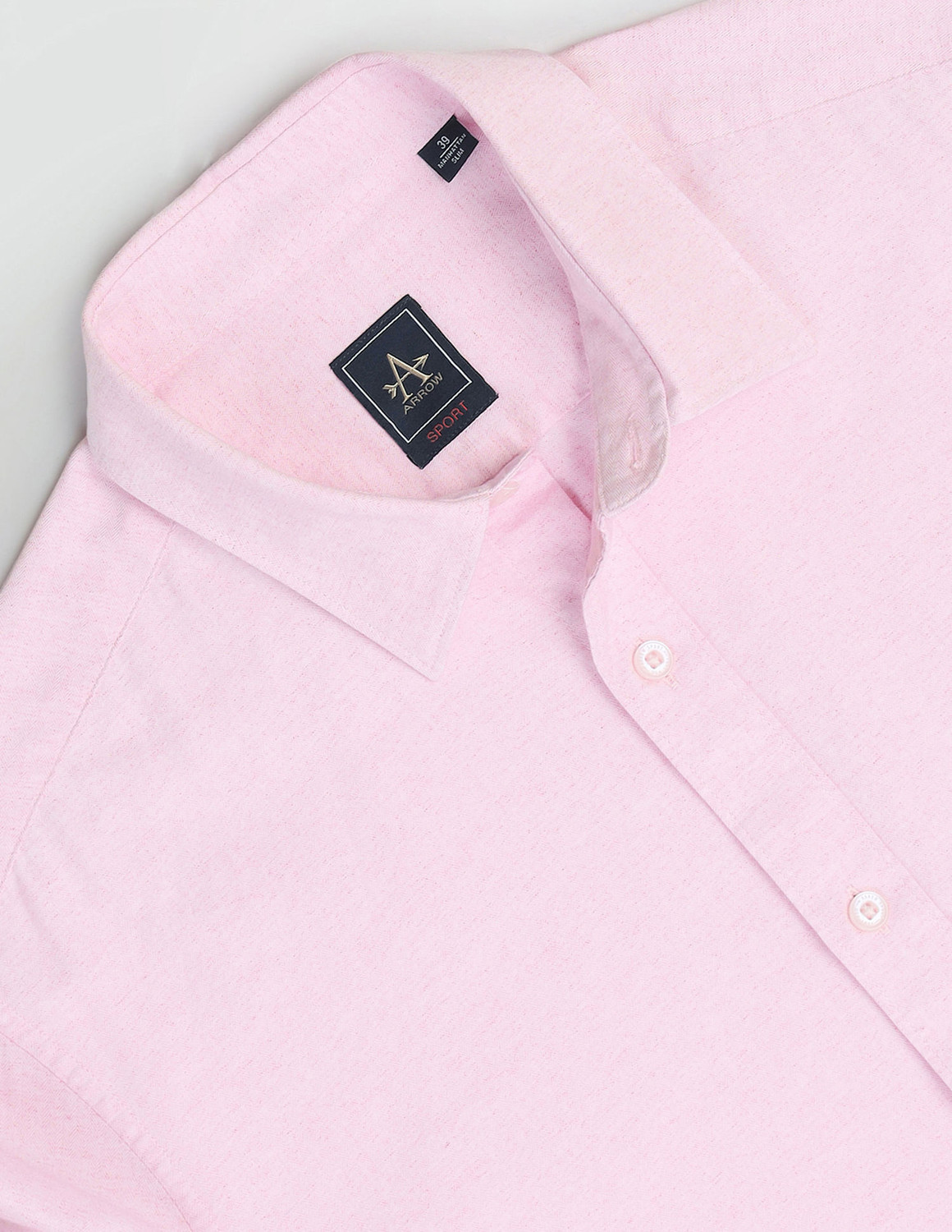 Image of Arrow Sport Men Solid Casual Pink Shirt