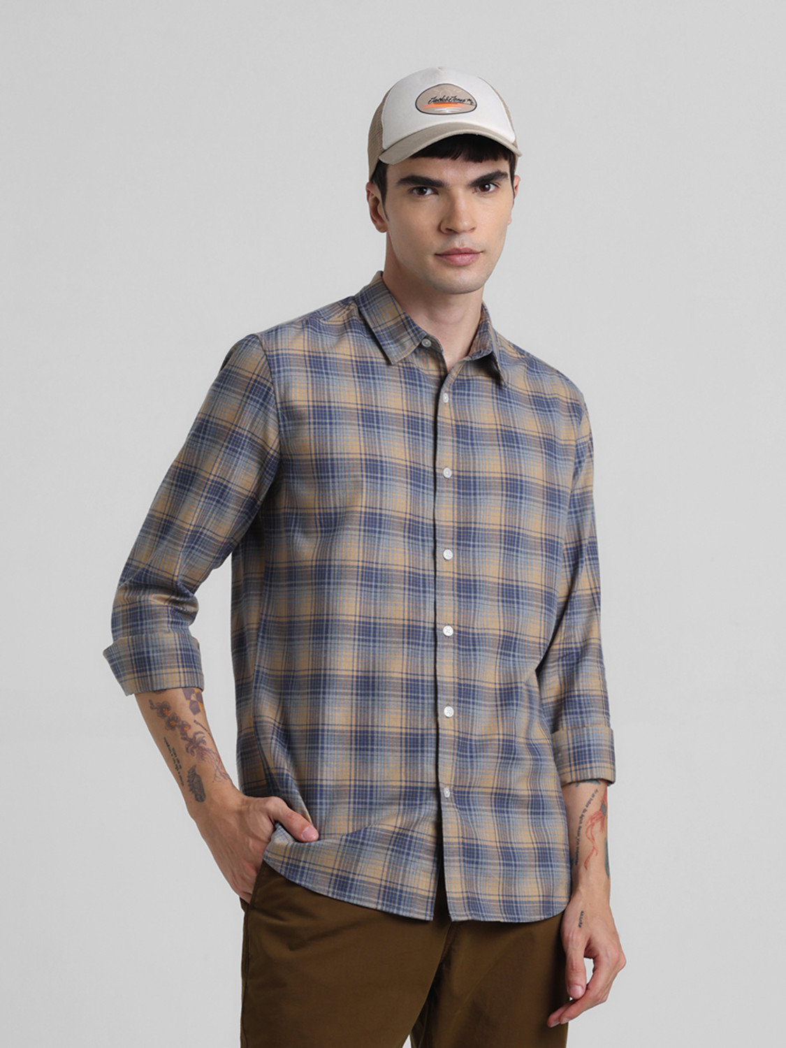 Image of JACK & JONES Men Checkered Casual Multicolor Shirt