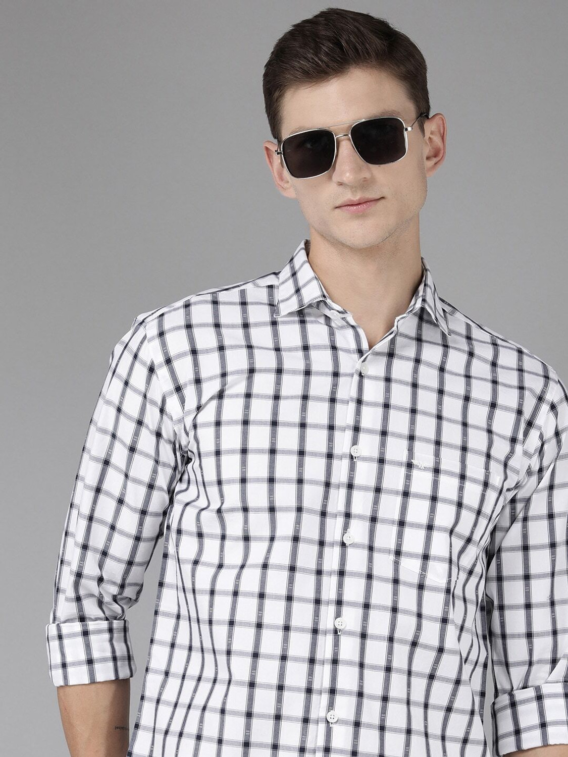 Image of PARK AVENUE Men Checkered Casual Black, White Shirt