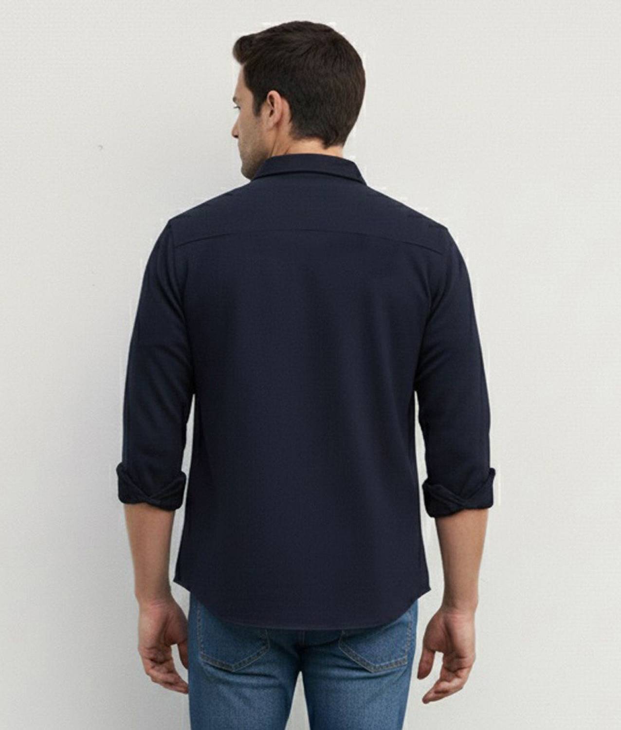 DIMMY Men Solid Casual Blue Shirt - Image 3