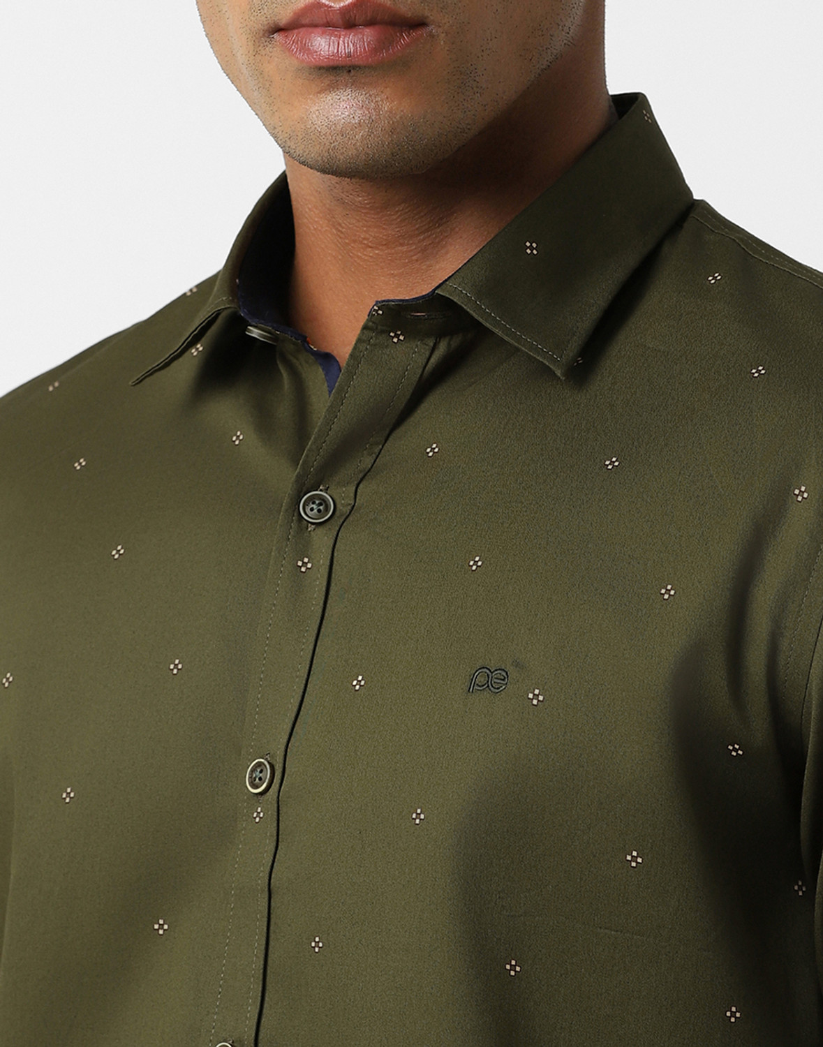 Image of PETER ENGLAND Men Printed Casual Green Shirt