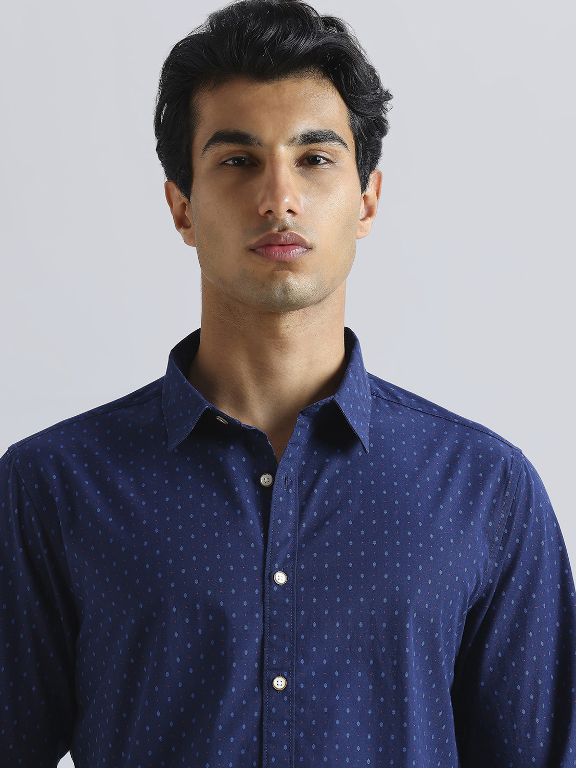 Image of Pepe Jeans Men Printed Casual Blue Shirt