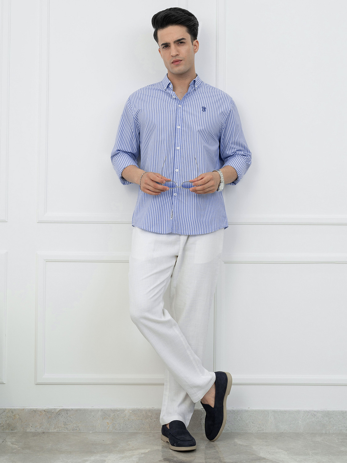 Image of RED TAPE Men Striped Casual Blue Shirt