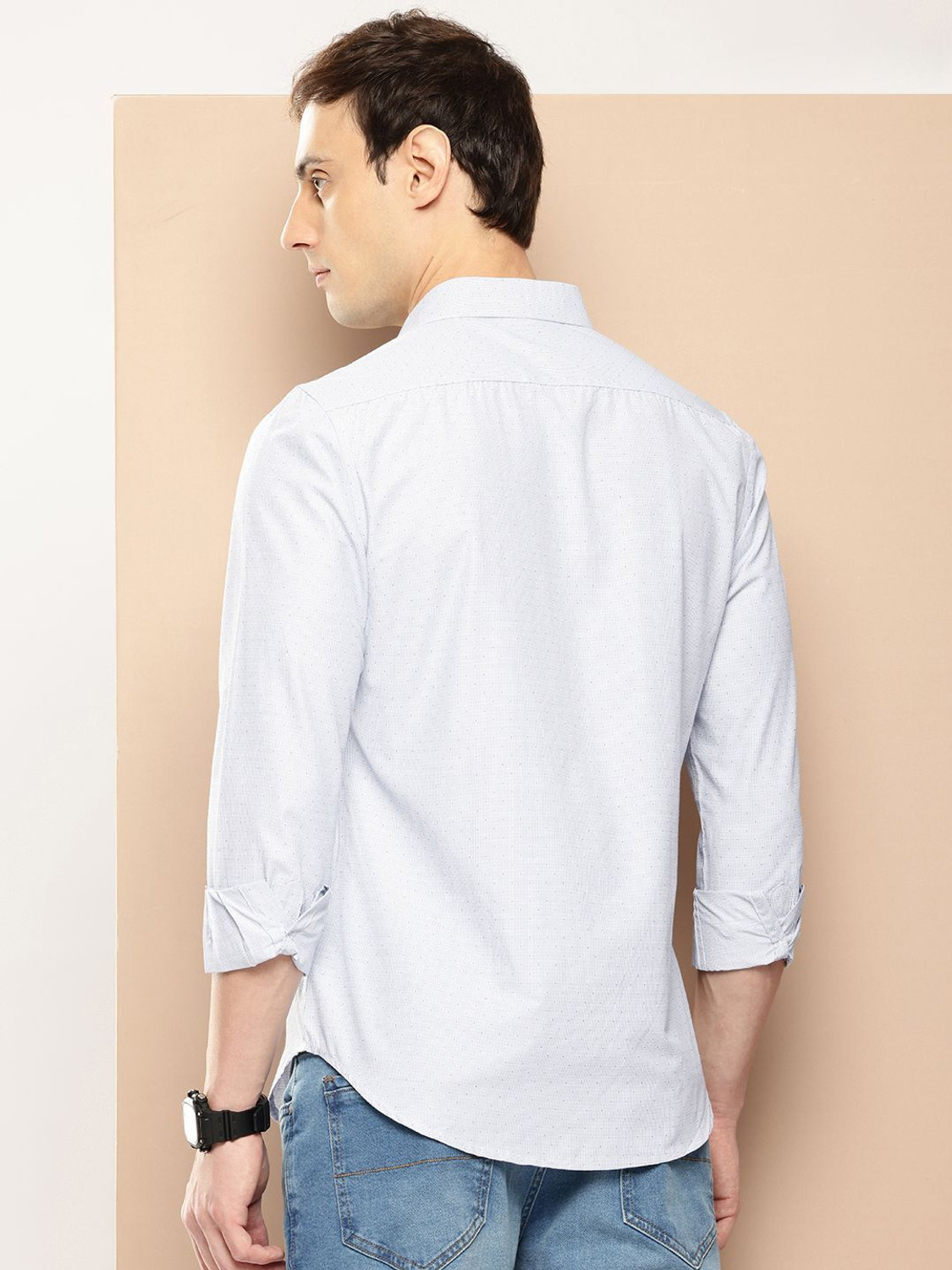 Image of encore by INVICTUS Men Self Design Casual White Shirt