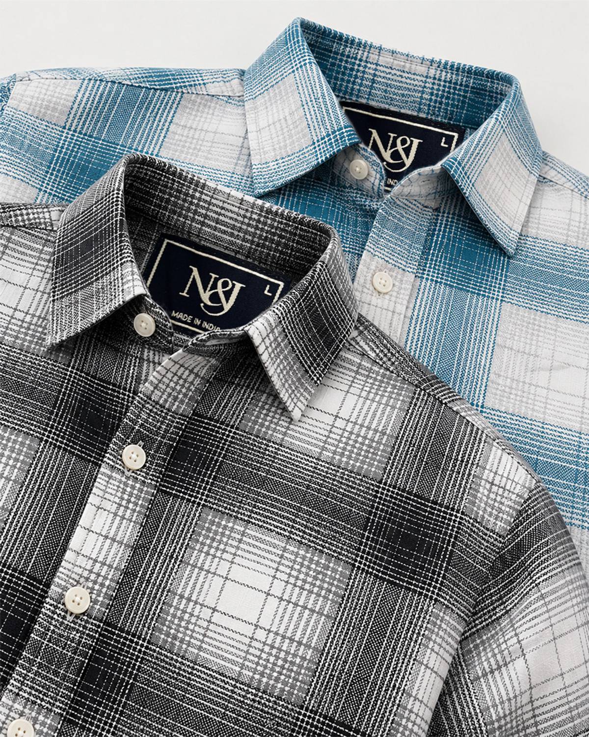 N AND J Men Regular Fit Checkered Spread Collar Casual Shirt - Image 2