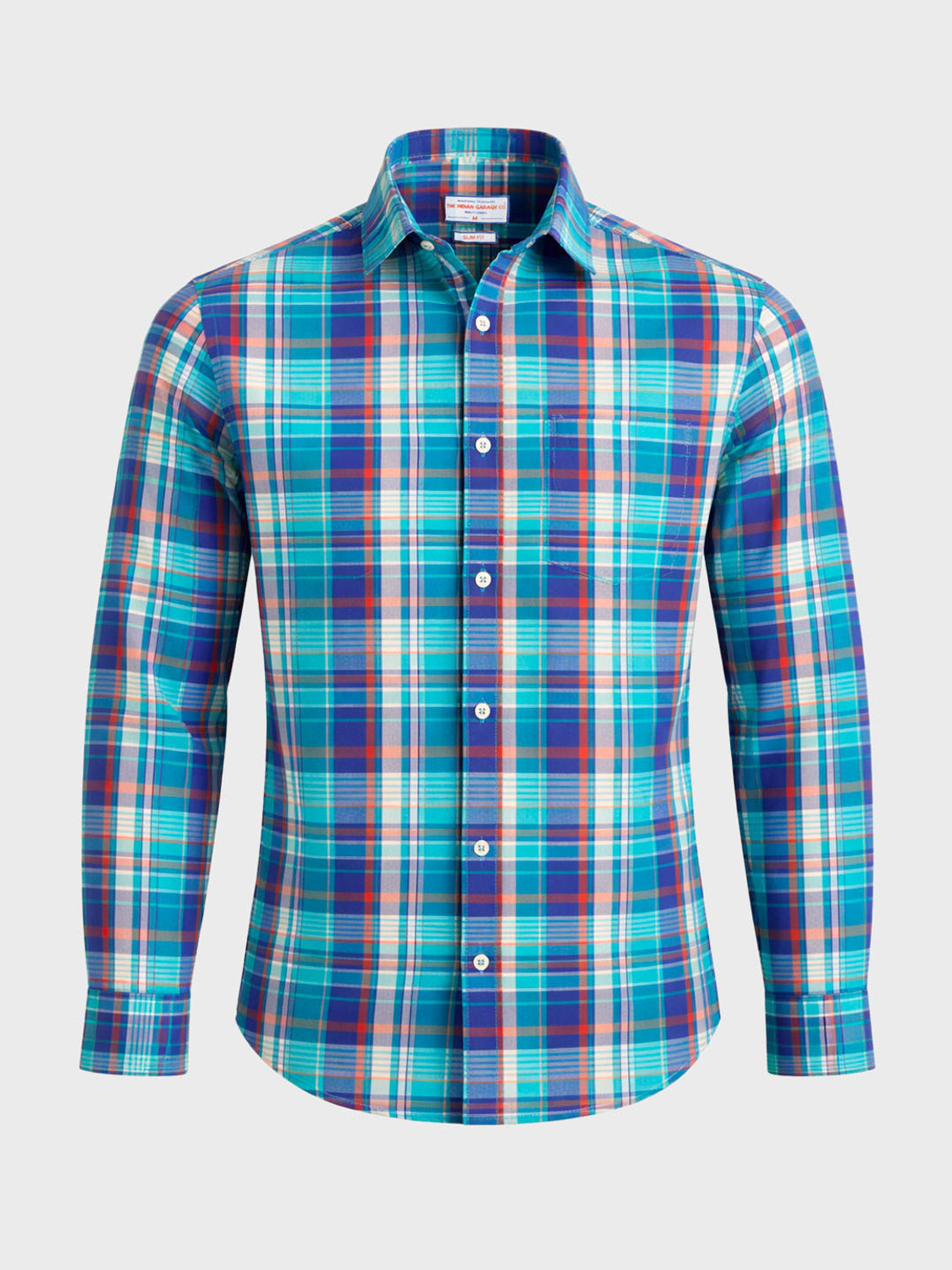 Image of The Indian Garage Co. Men Checkered Casual Blue Shirt