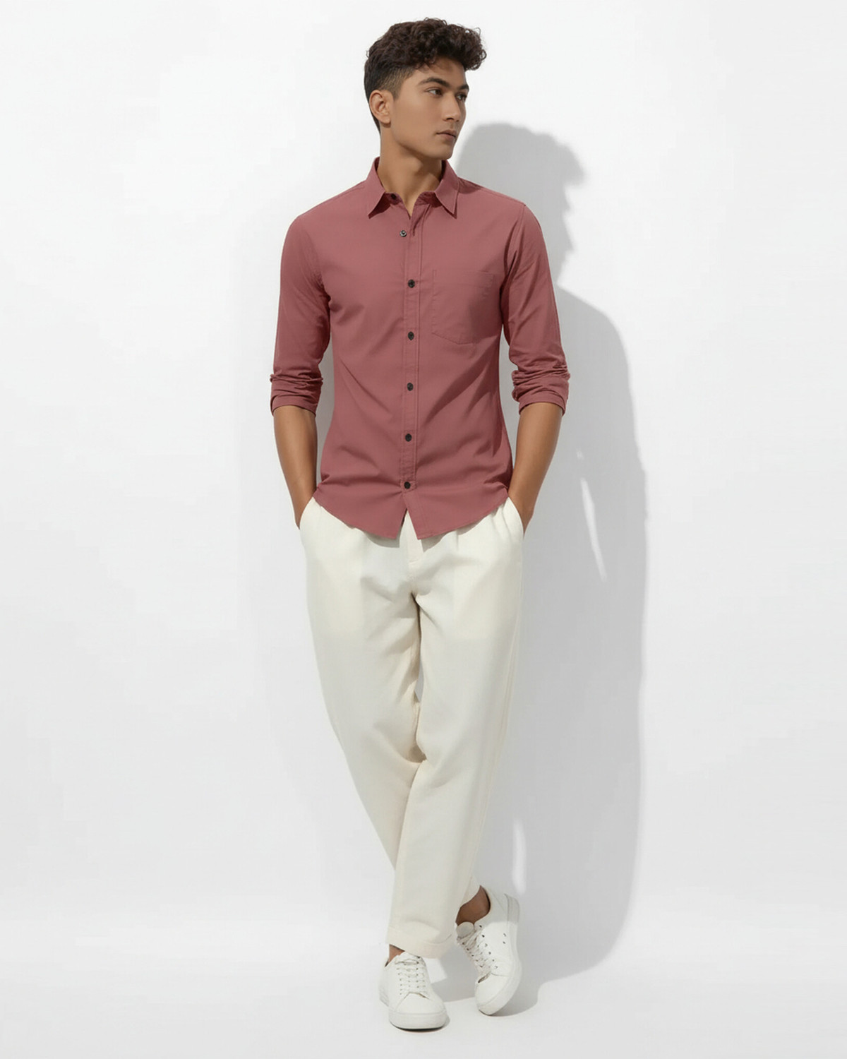Image of METRONAUT Men Solid Formal Pink Shirt