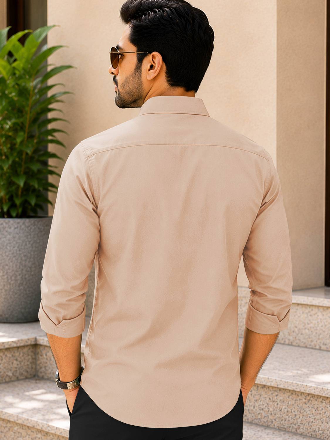 VeBNoR Men Beige Casual Shirt - Image 3