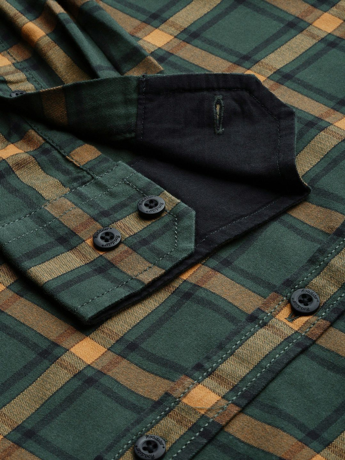 Image of Roadster Men Checkered Casual Green Shirt
