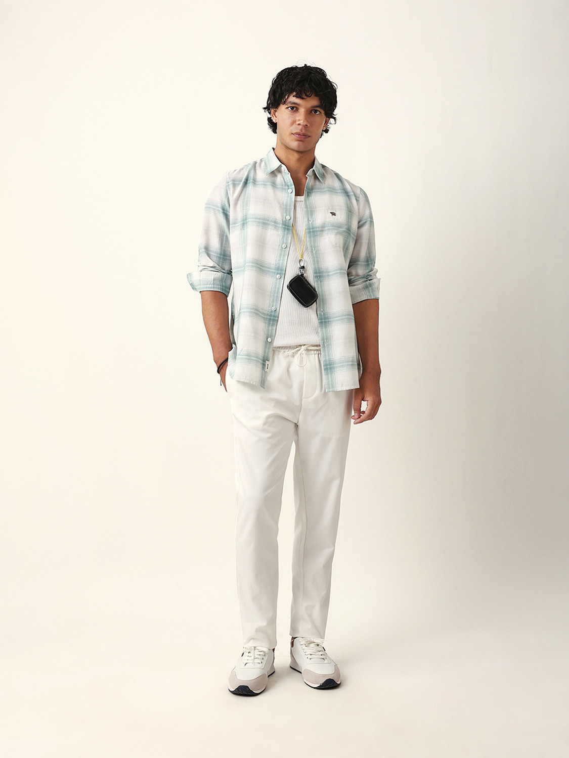 Image of THE BEAR HOUSE Men Checkered Casual Green Shirt