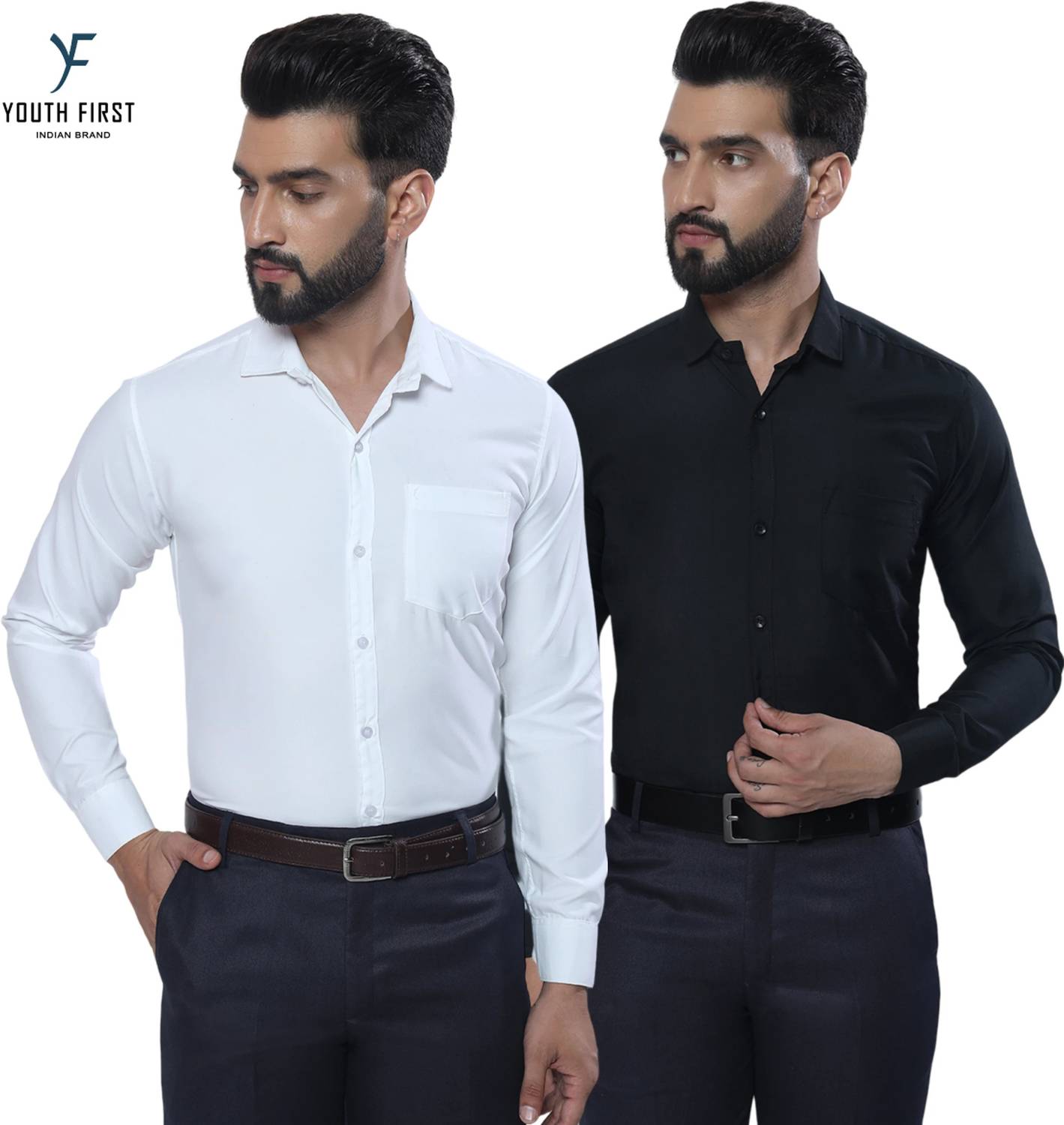 youth first Men Relaxed Fit Fit Solid Spread Collar Formal Shirt