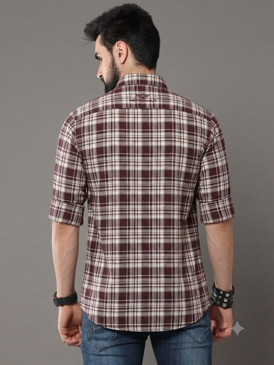 Image of METRONAUT Men Regular Fit Checkered Spread Collar Casual Shirt