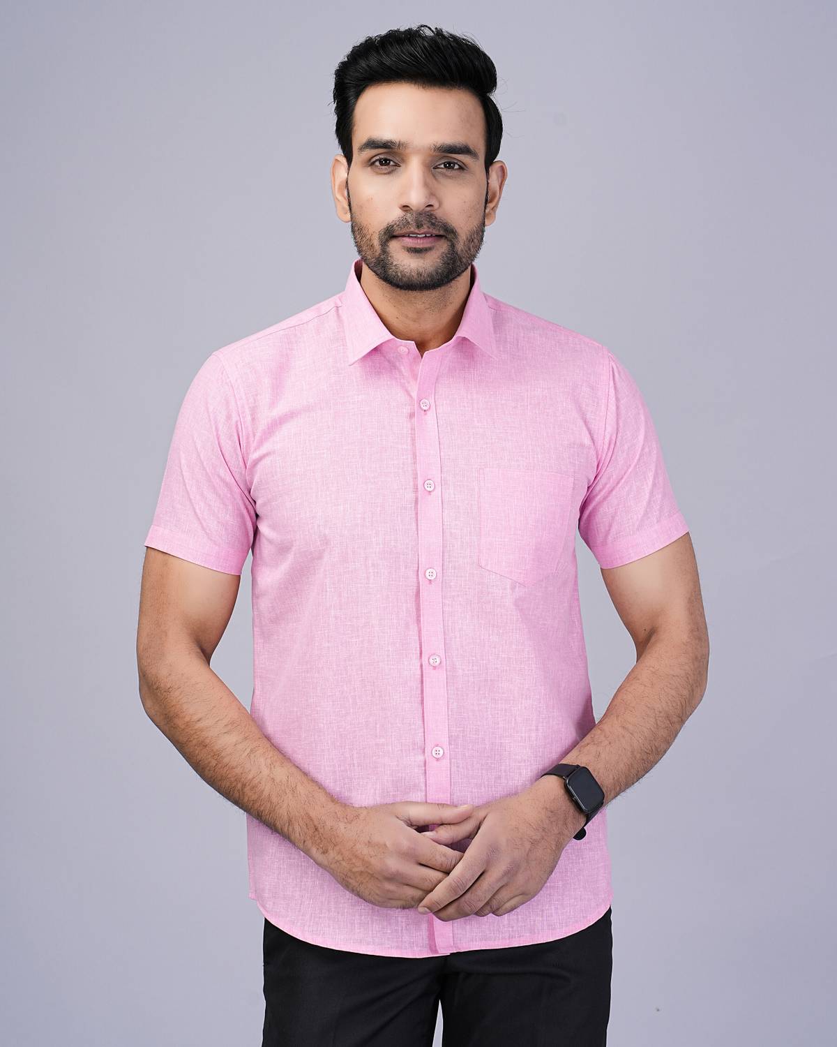 BlackLilly Men Solid Formal Pink Shirt