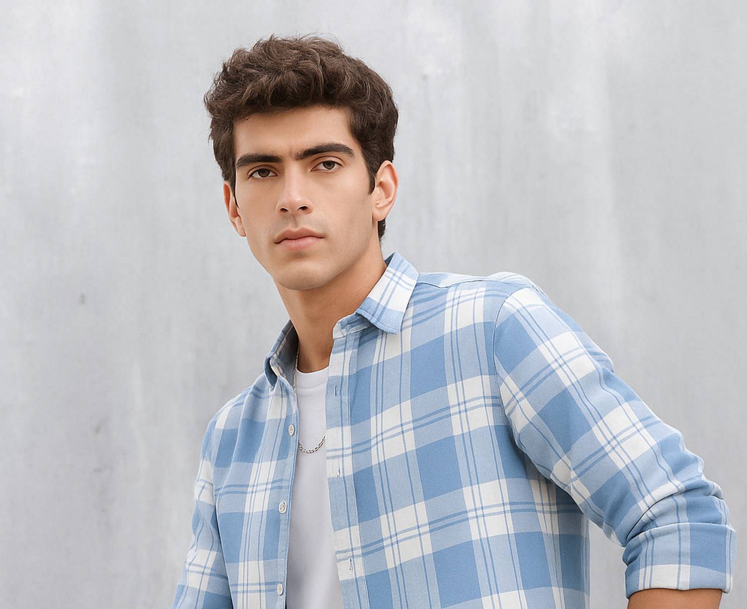 SHIRTZONE Men Light Blue Checkered Shirt - Image 3