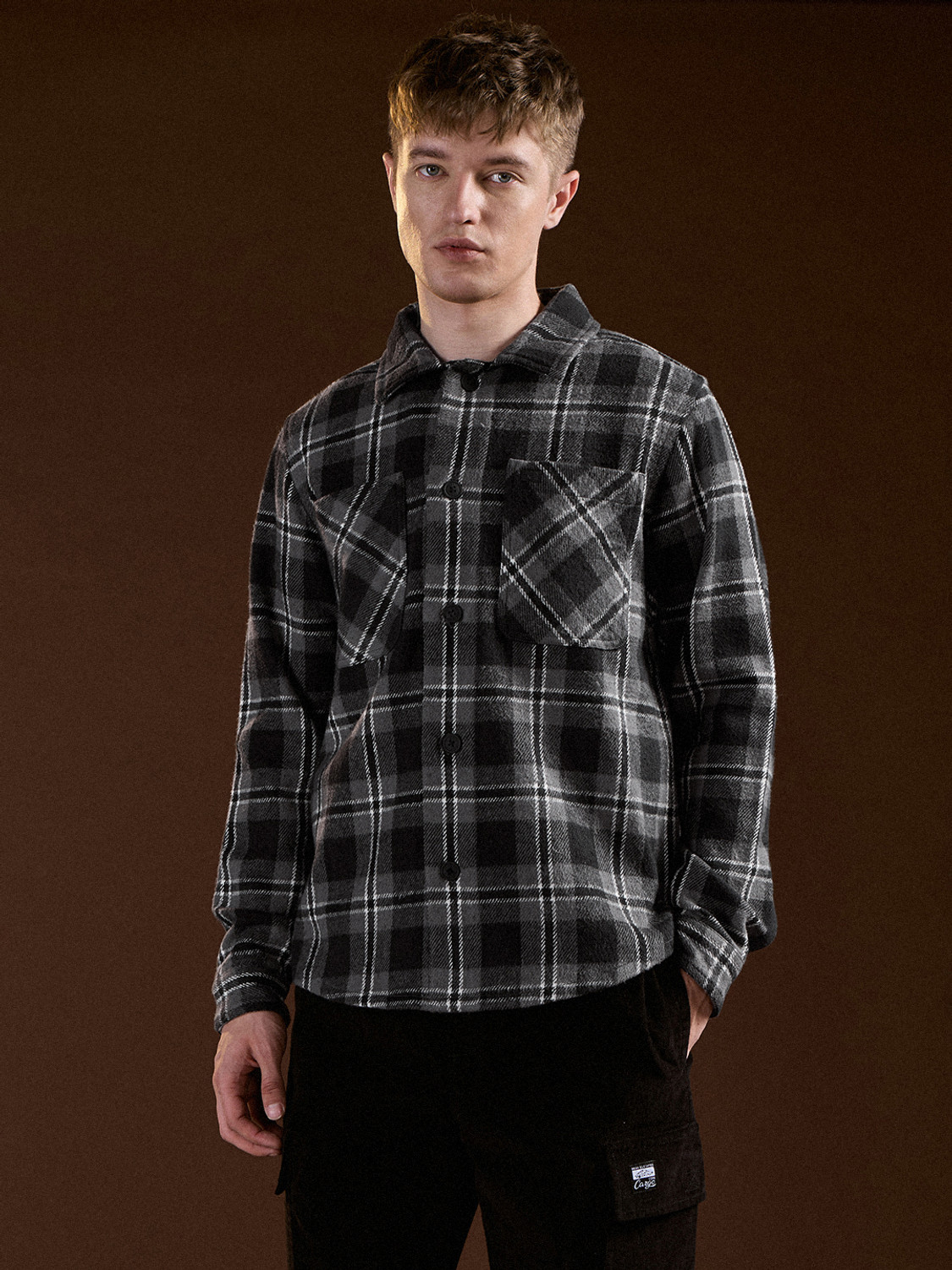 Image of THE BEAR HOUSE Men Checkered Casual Black, Multicolor Shirt