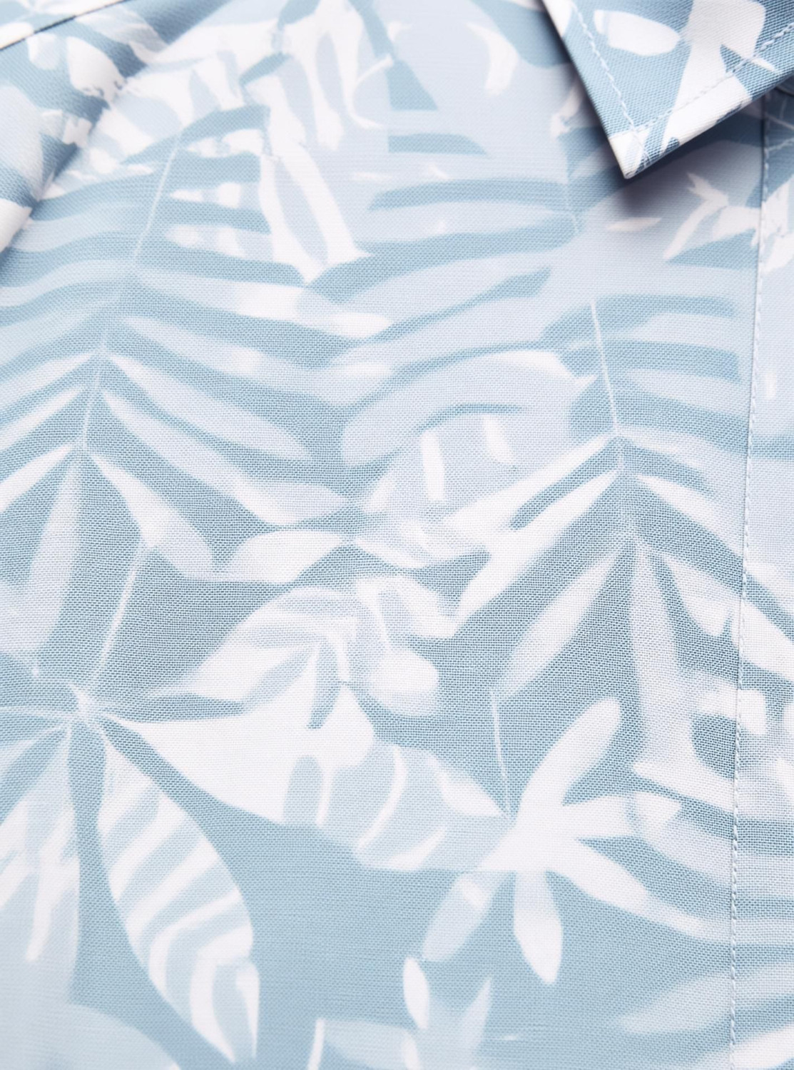 Image of Dargon Men Floral Print Casual Light Blue Shirt