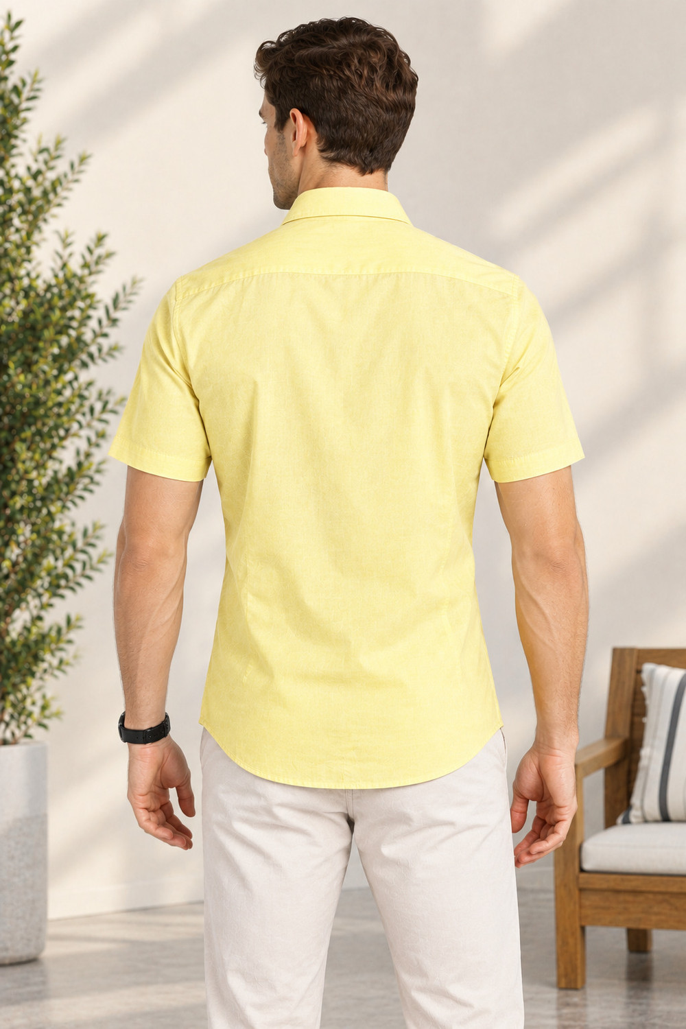 Image of GCX Men Regular Fit Solid Spread Collar Formal Shirt