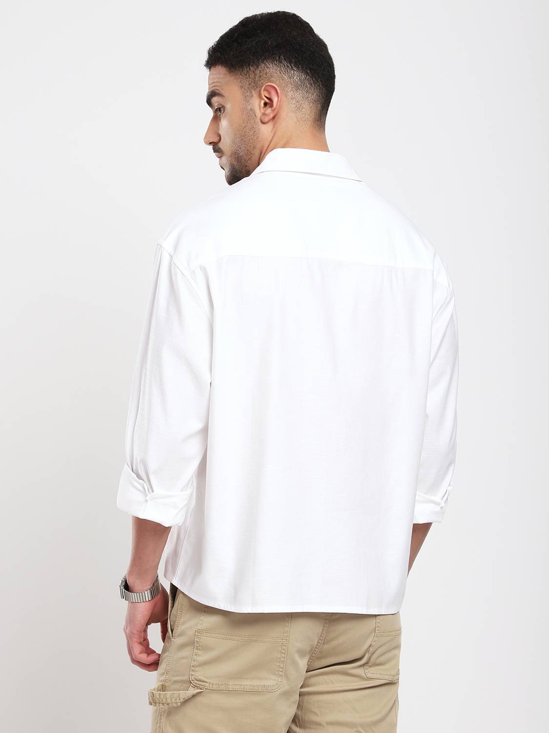 VASTRADO Men Solid Casual White Shirt - Image 1
