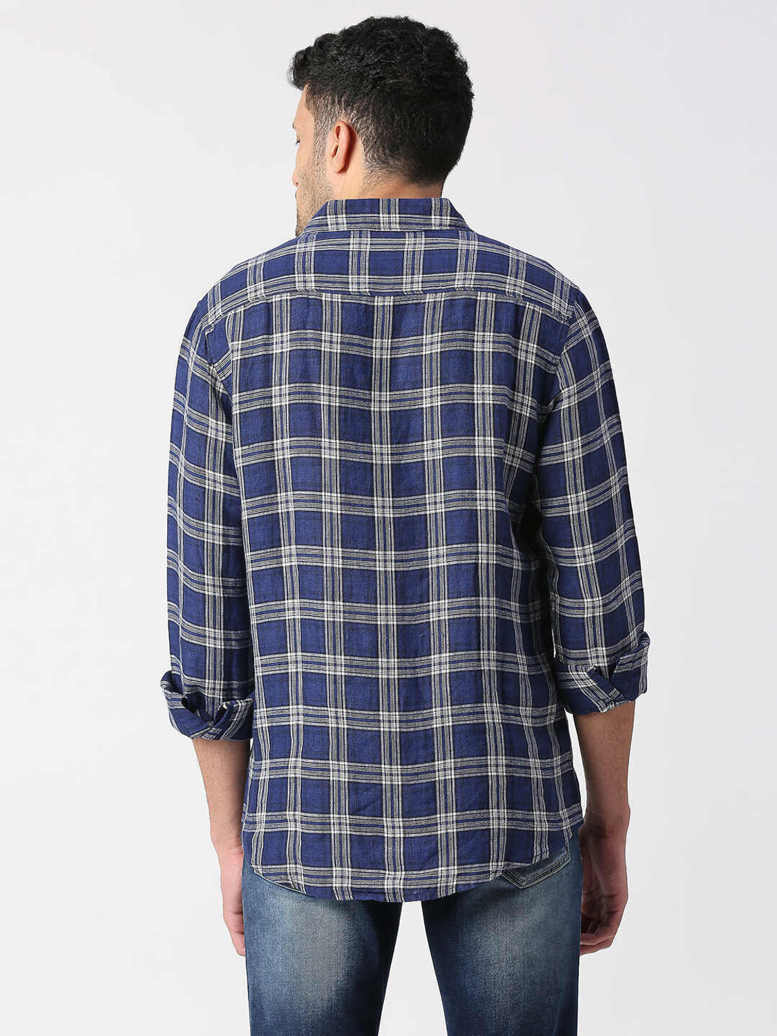 Image of Pepe Jeans Men Checkered Casual Blue Shirt