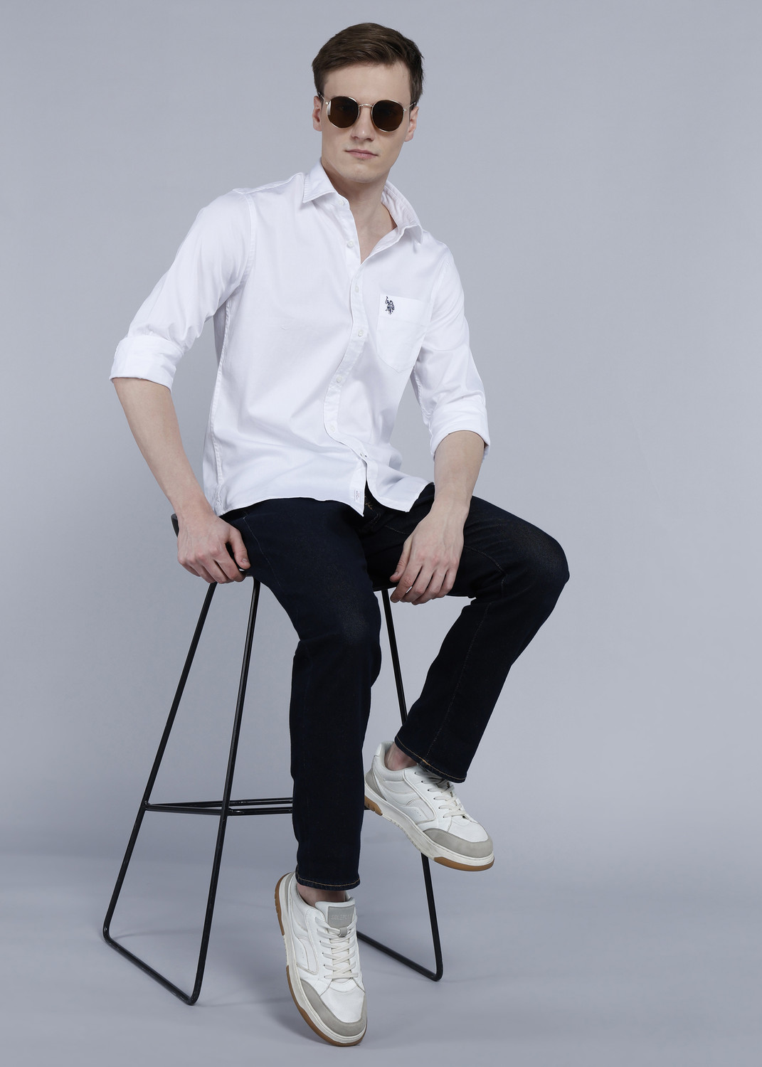Image of U.S. POLO ASSN. Men Solid Casual White Shirt