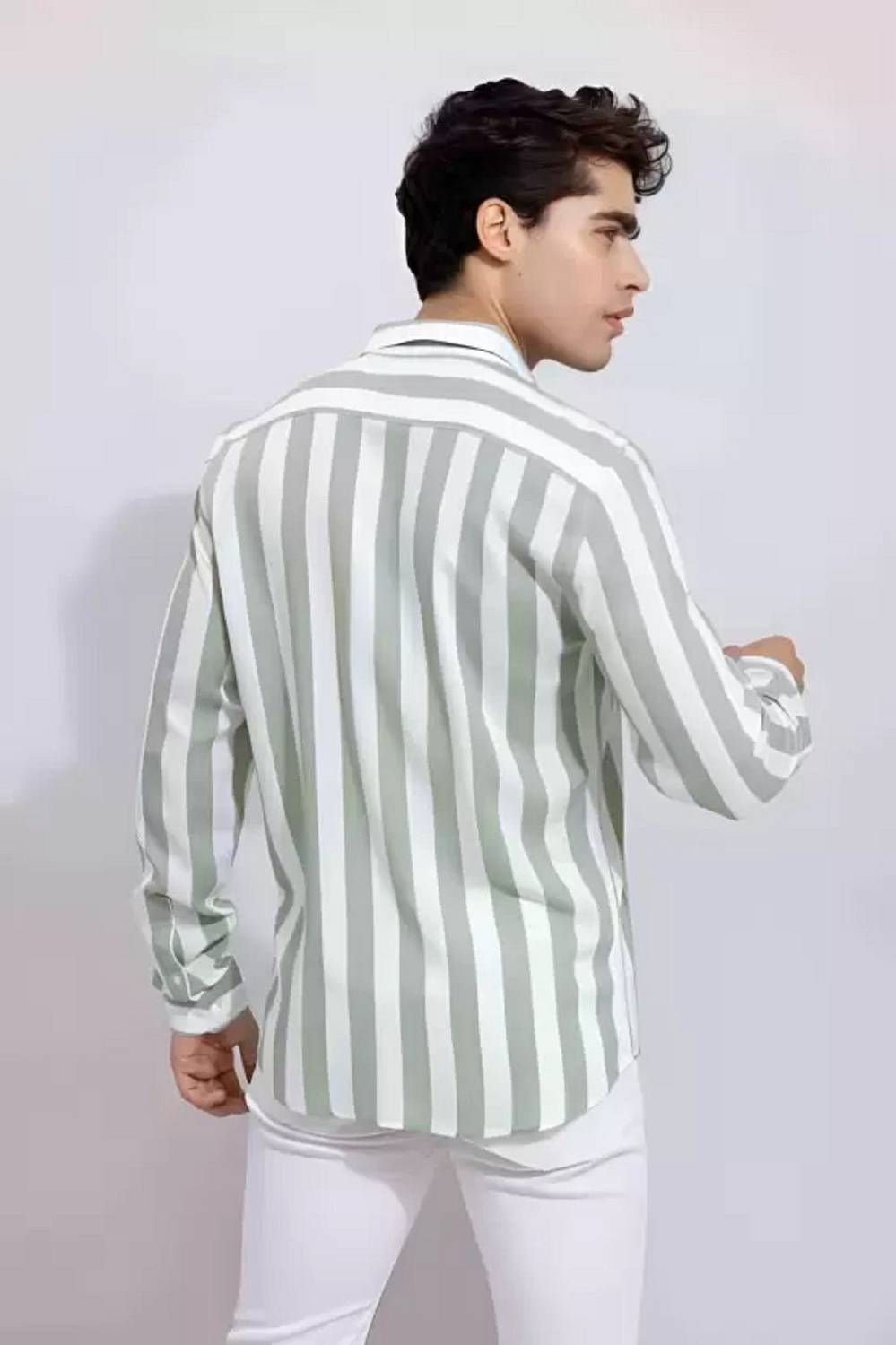 NAYRADEC Men Striped White, Grey Shirt - Image 4