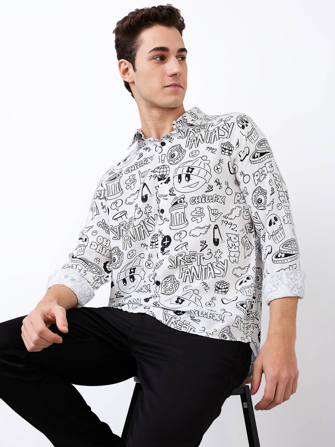 Spykar Men White Printed Casual Shirt - Image 5