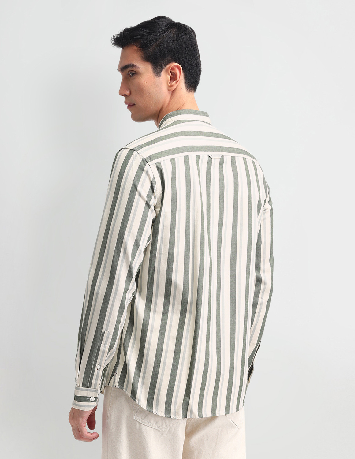 Image of U.S. POLO ASSN. Men Striped Casual Green Shirt