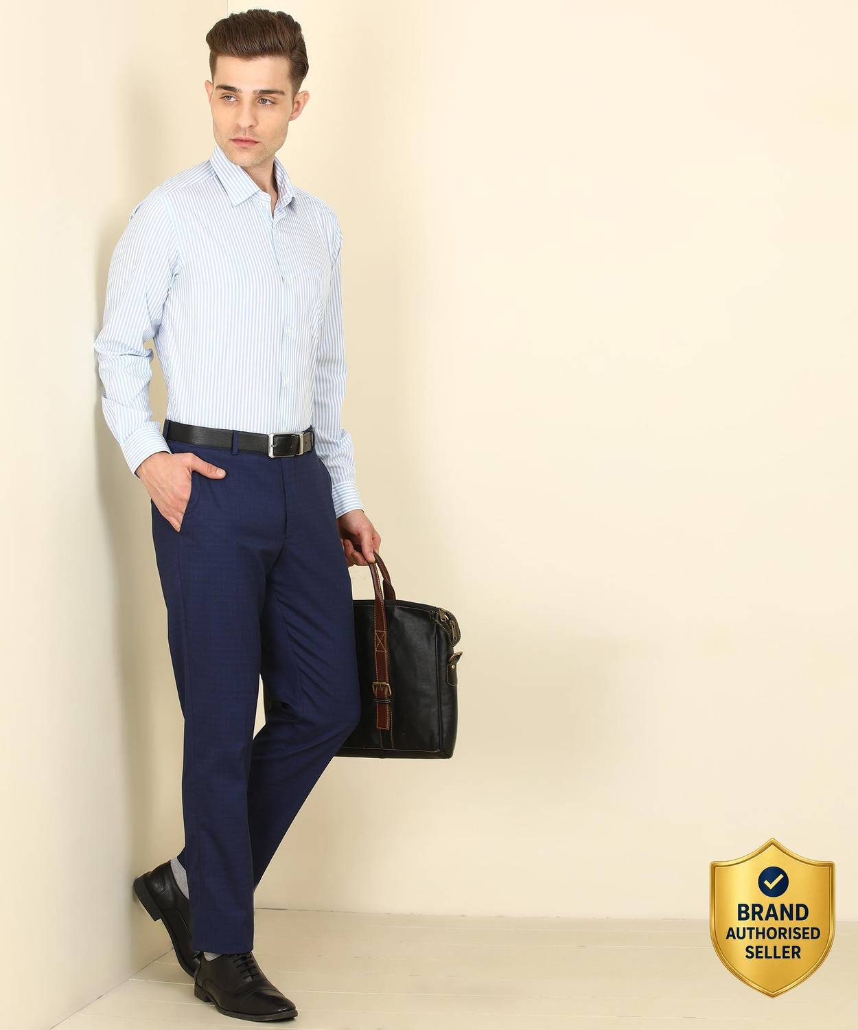 ARROW Men Striped Formal White, Blue Shirt