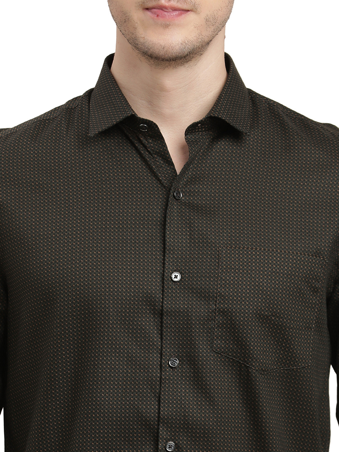 Image of TURTLE Men Printed Formal Black Shirt