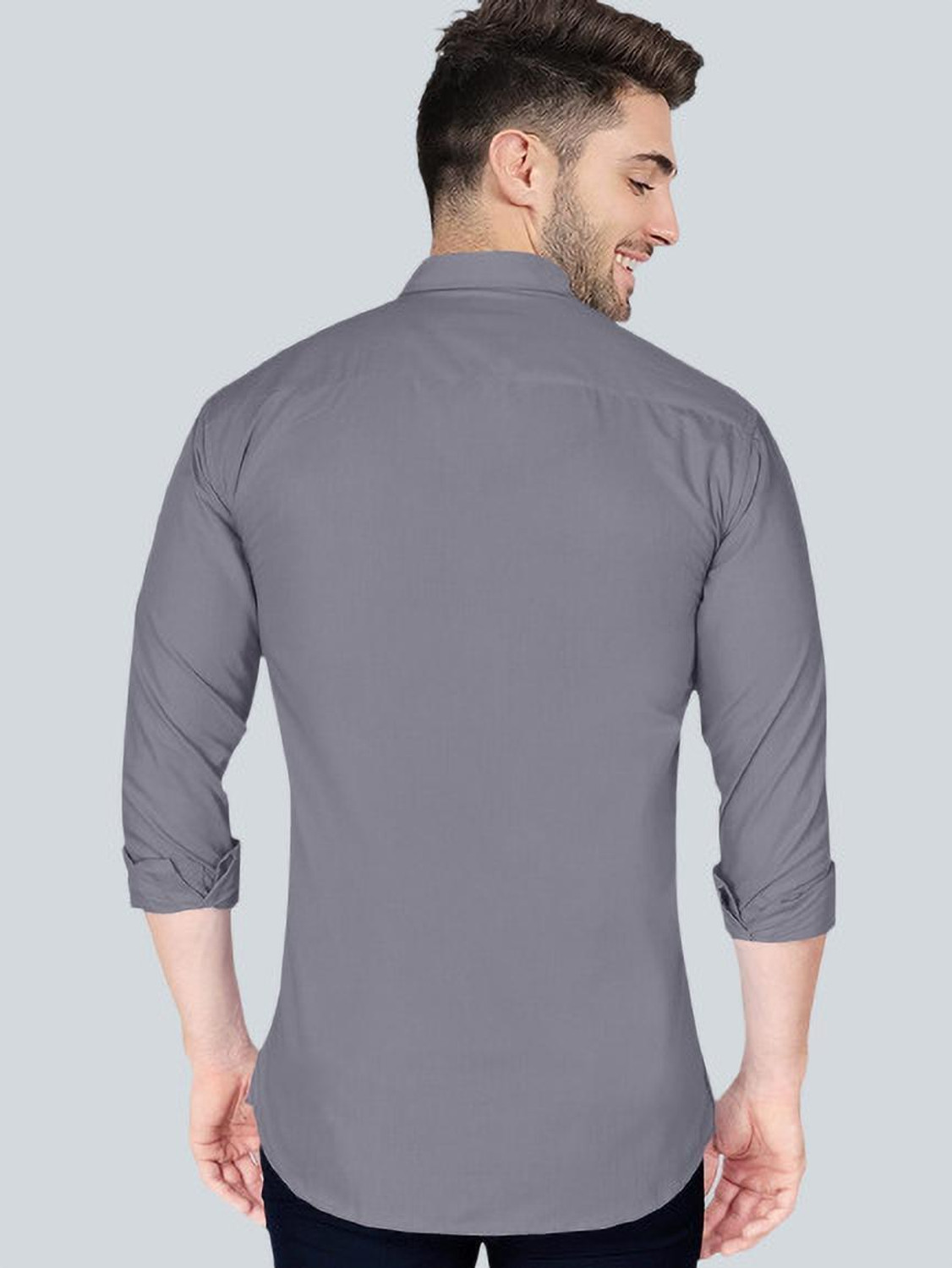 Image of VTEXX Men Solid Beach Wear Grey Shirt