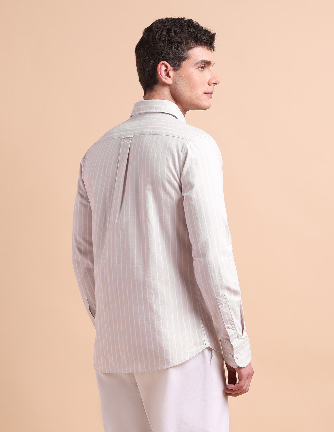 Image of U.S. POLO ASSN. Men Striped Casual Beige Shirt