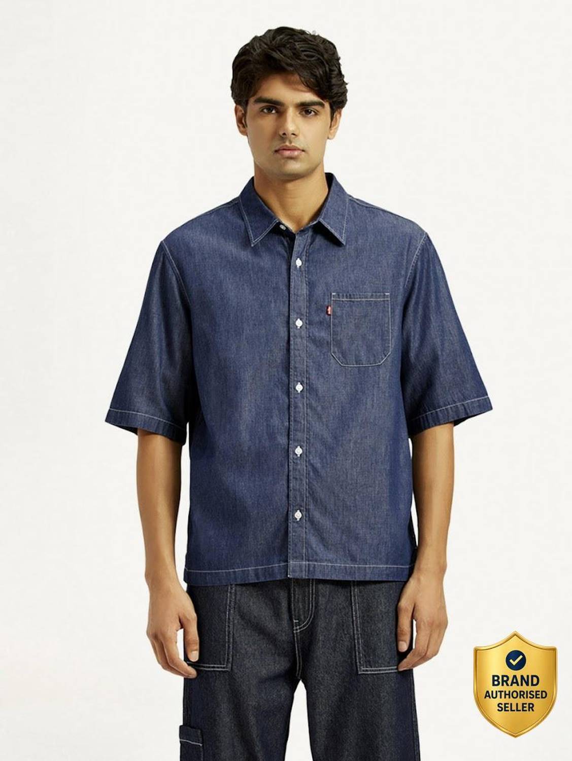 LEVI'S Men Solid Blue Casual Shirt - Image 1